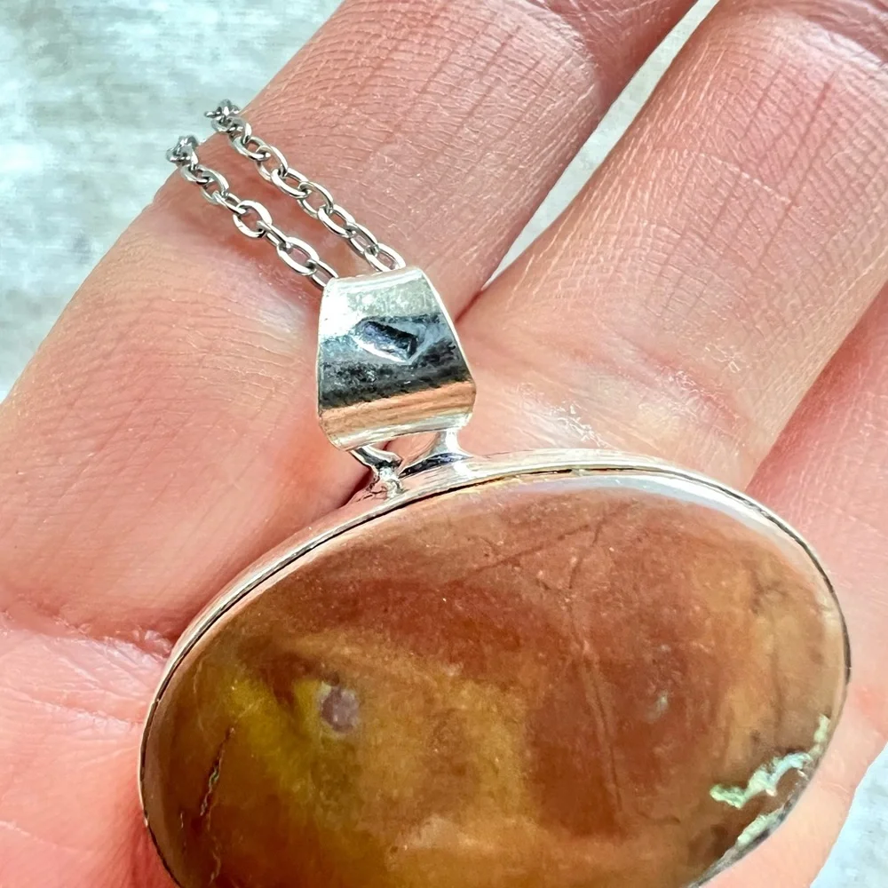 925 Vitality Stone Double Mookaite Jasper Necklace Pendant